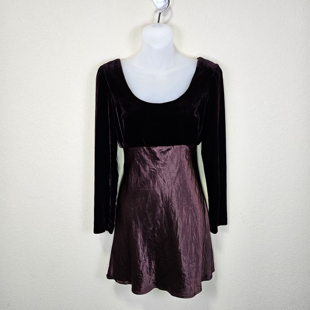 Y2K Fleur de Paris Dress S Silk Velvet Chocolate Brown Whimsigoth Fairy 90s USA